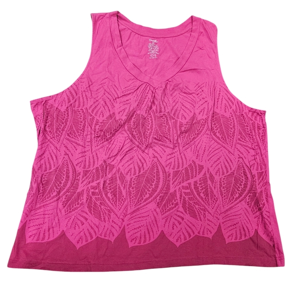 George Pink Leaf Pattern Women's Cotton Top